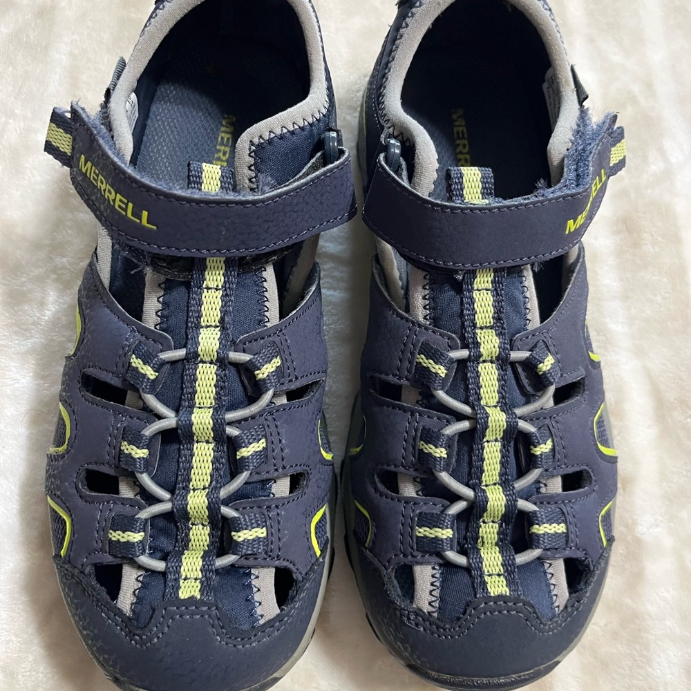 Merrell Kids' Dark Blue and Lime Sandals